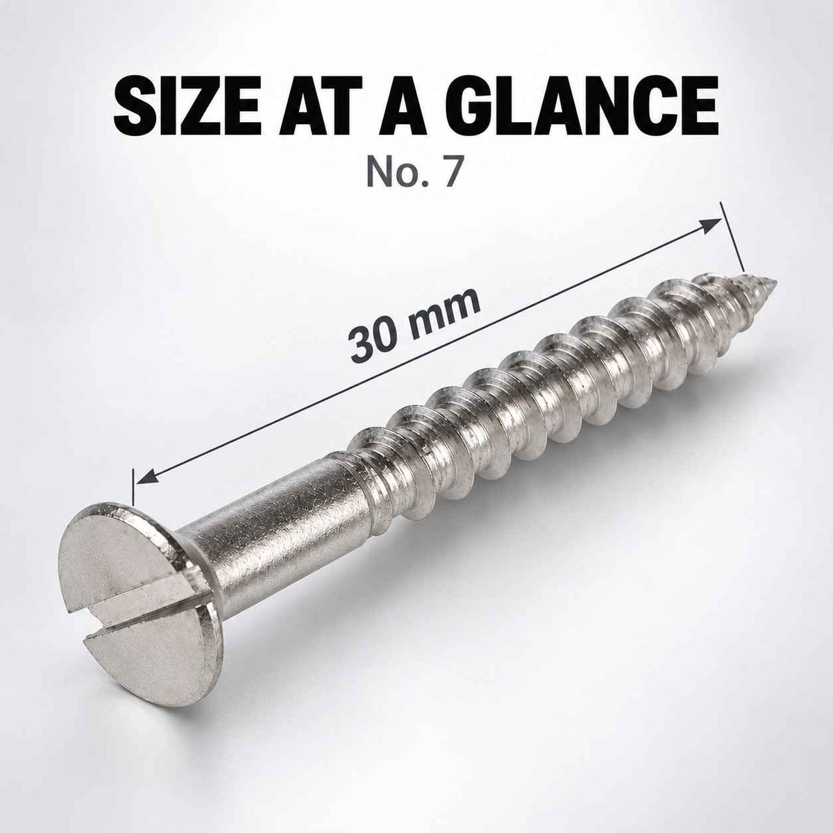 Implemental Wood Screw Flat Head Self Tapping-No.7 Size 30mm - 1