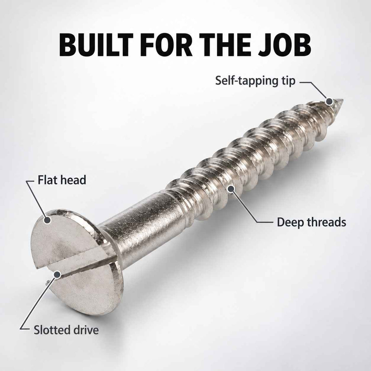 Implemental Wood Screw Flat Head Self Tapping-No.7 Size 30mm - 1