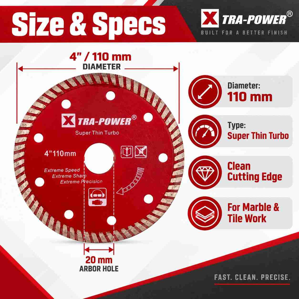 Implemental XTRAPOWER Diamond Cutting Disc Super Thin Turbo 4" - 1