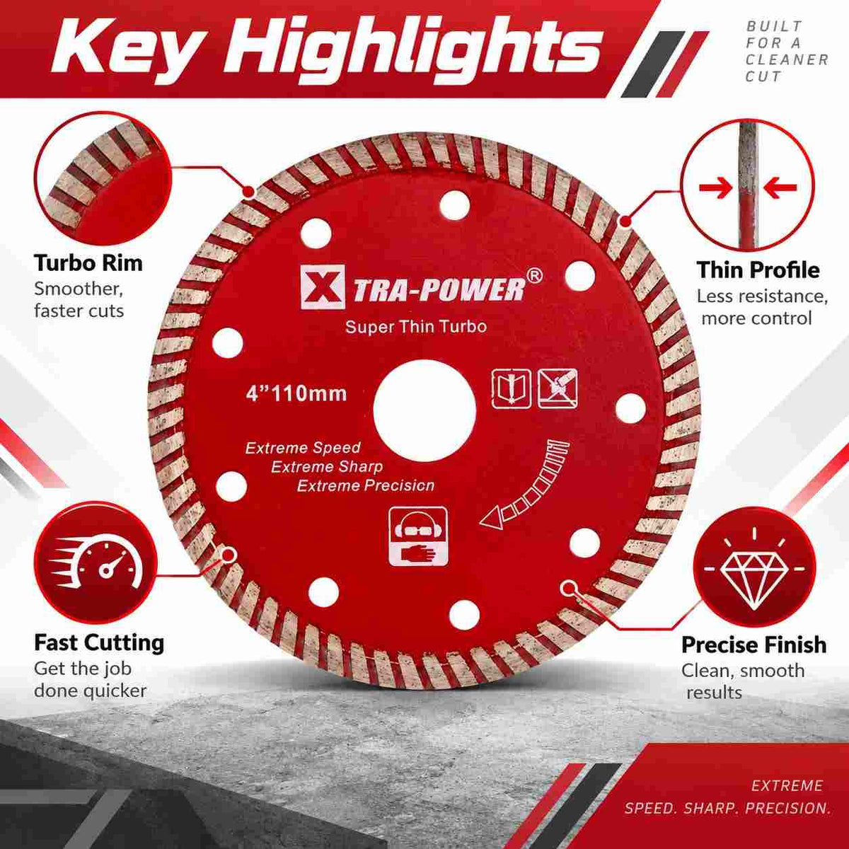 Implemental XTRAPOWER Diamond Cutting Disc Super Thin Turbo 4" - 1