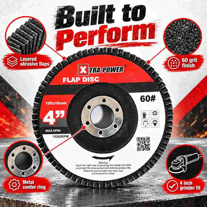 Implemental Xtra-Power Flap DISC Grinder Compatible 4" Pack of 5 - 1