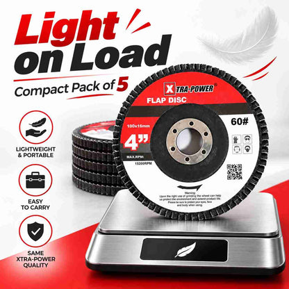 Implemental Xtra-Power Flap DISC Grinder Compatible 4" Pack of 5 - 1