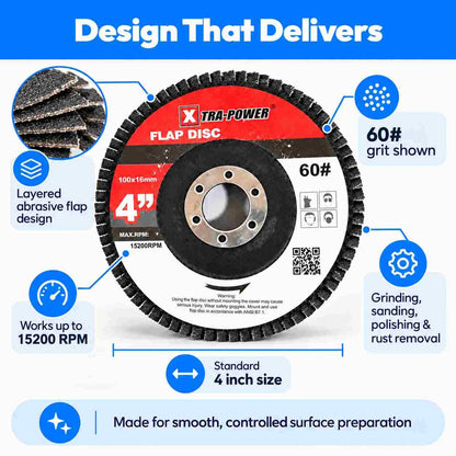 Xtra-Power Flap DISC Grinder Compatible 4" Pack of 5