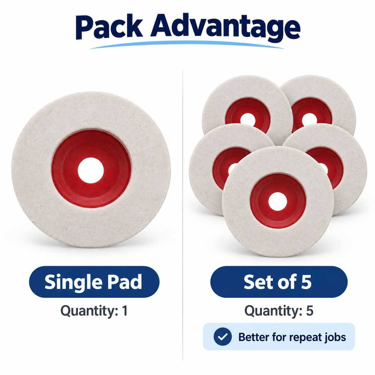 Implemental Xtra Power Felt Buff Pad-4 Inch(Set Of 5) - 1