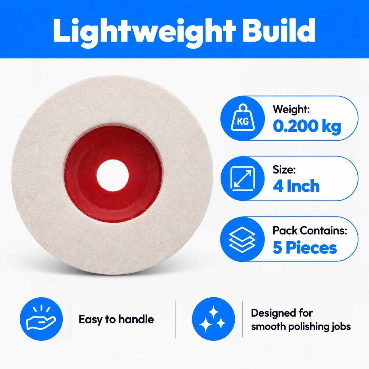 Xtra Power Felt Buff Pad-4 Inch(Set Of 5)