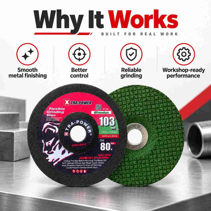 Implemental Xtra Power Flexible Grinding SS Disc-103mm 80Grit Set of 2 - 1