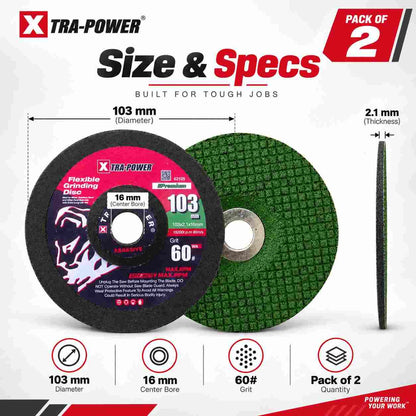 Implemental Xtra Power Flexible Grinding SS Disc-103mm 80Grit Set of 2 - 1