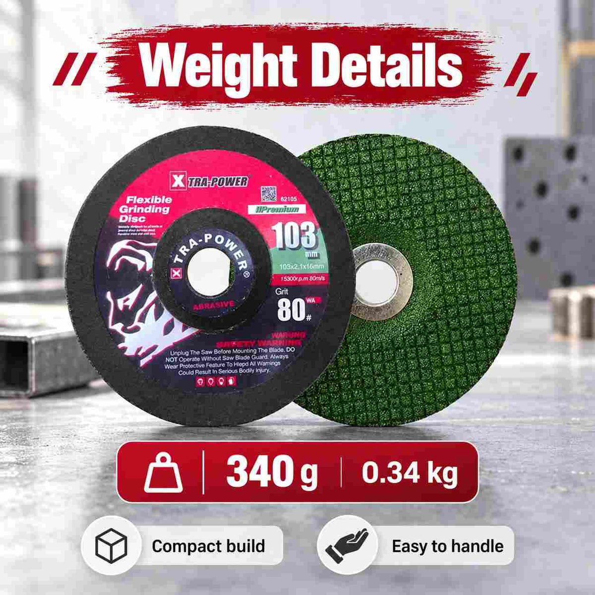 Implemental Xtra Power Flexible Grinding SS Disc-103mm 80Grit Set of 2 - 1