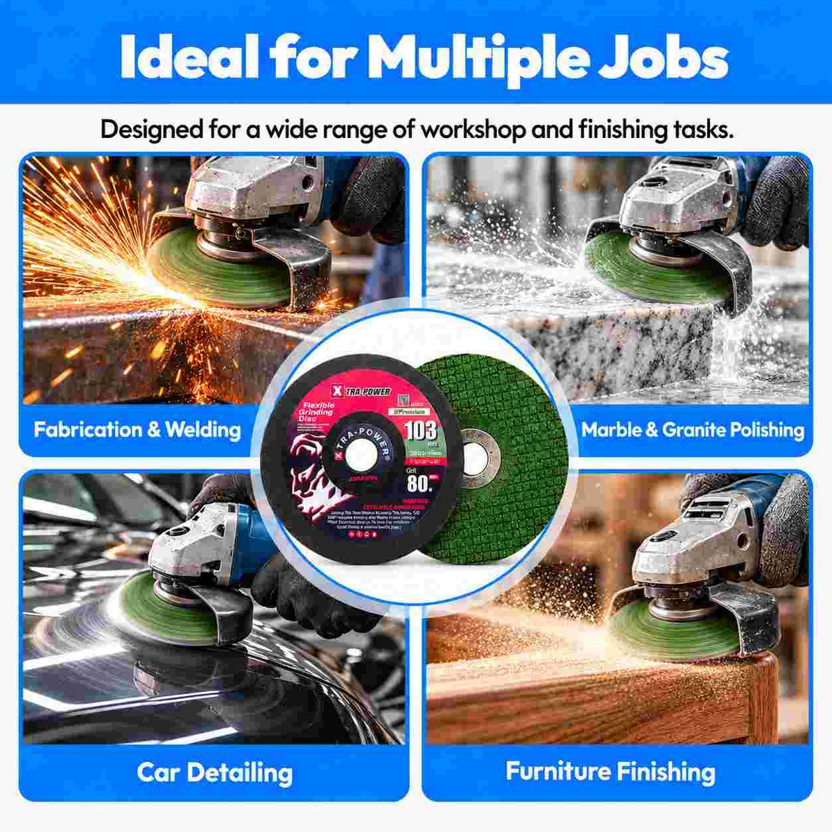 Xtra Power Flexible Grinding SS Disc-103mm 80Grit Set of 2
