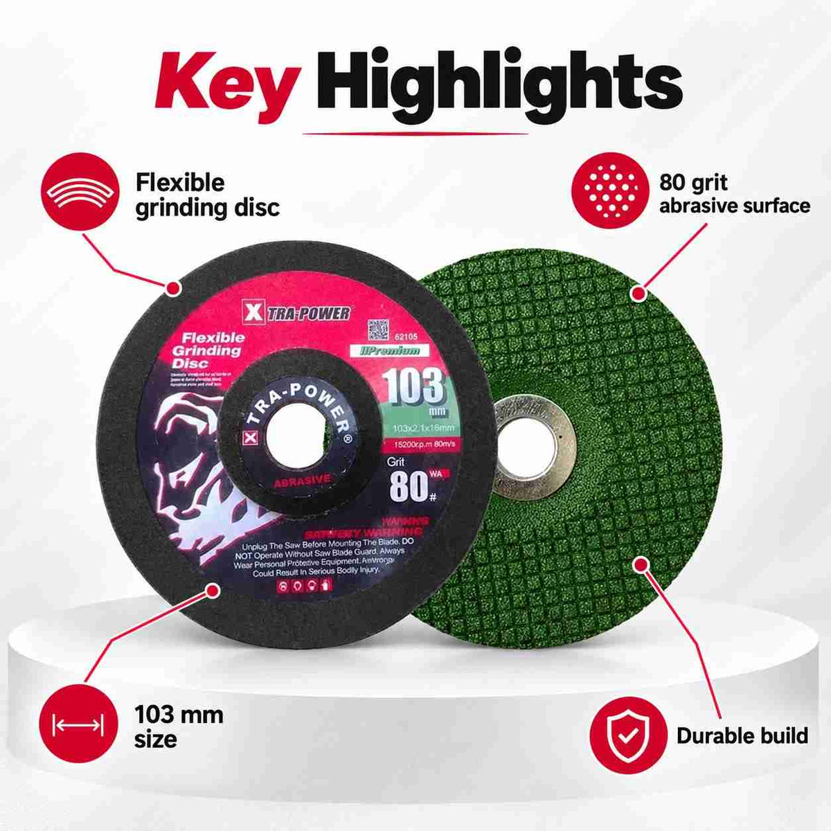 Implemental Xtra Power Flexible Grinding SS Disc-103mm 80Grit Set of 2 - 1