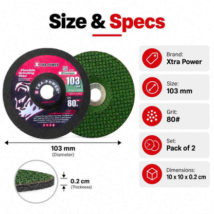 Implemental Xtra Power Flexible Grinding SS Disc-103mm 80Grit Set of 2 - 1