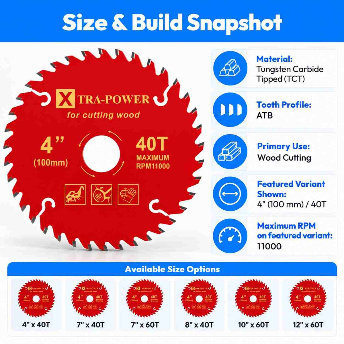 Xtra Power TCT Cutting Disc ATB Tooth For Wood Cutting