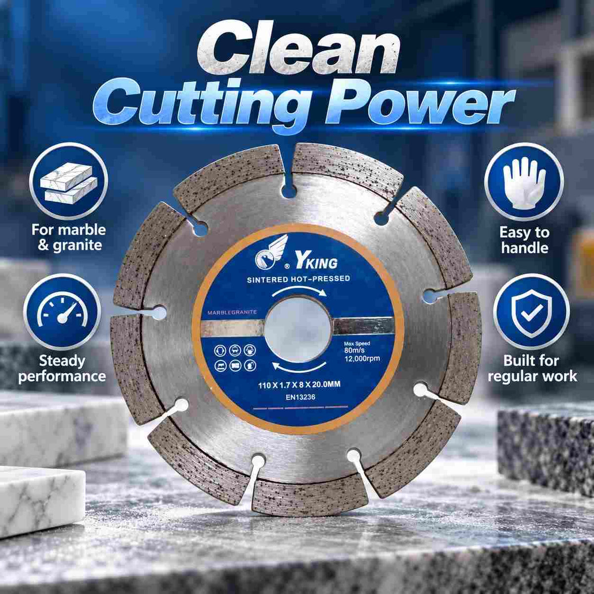 Implemental YKING SAW BLADE MARBLE CUTTING BLADE 4" - 1
