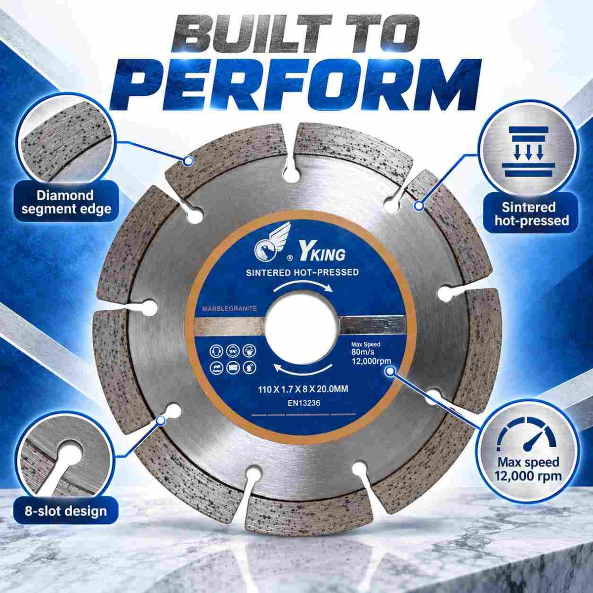 Implemental YKING SAW BLADE MARBLE CUTTING BLADE 4" - 1