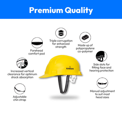 Karam Yellow Safety Helmet Protective Head Gear