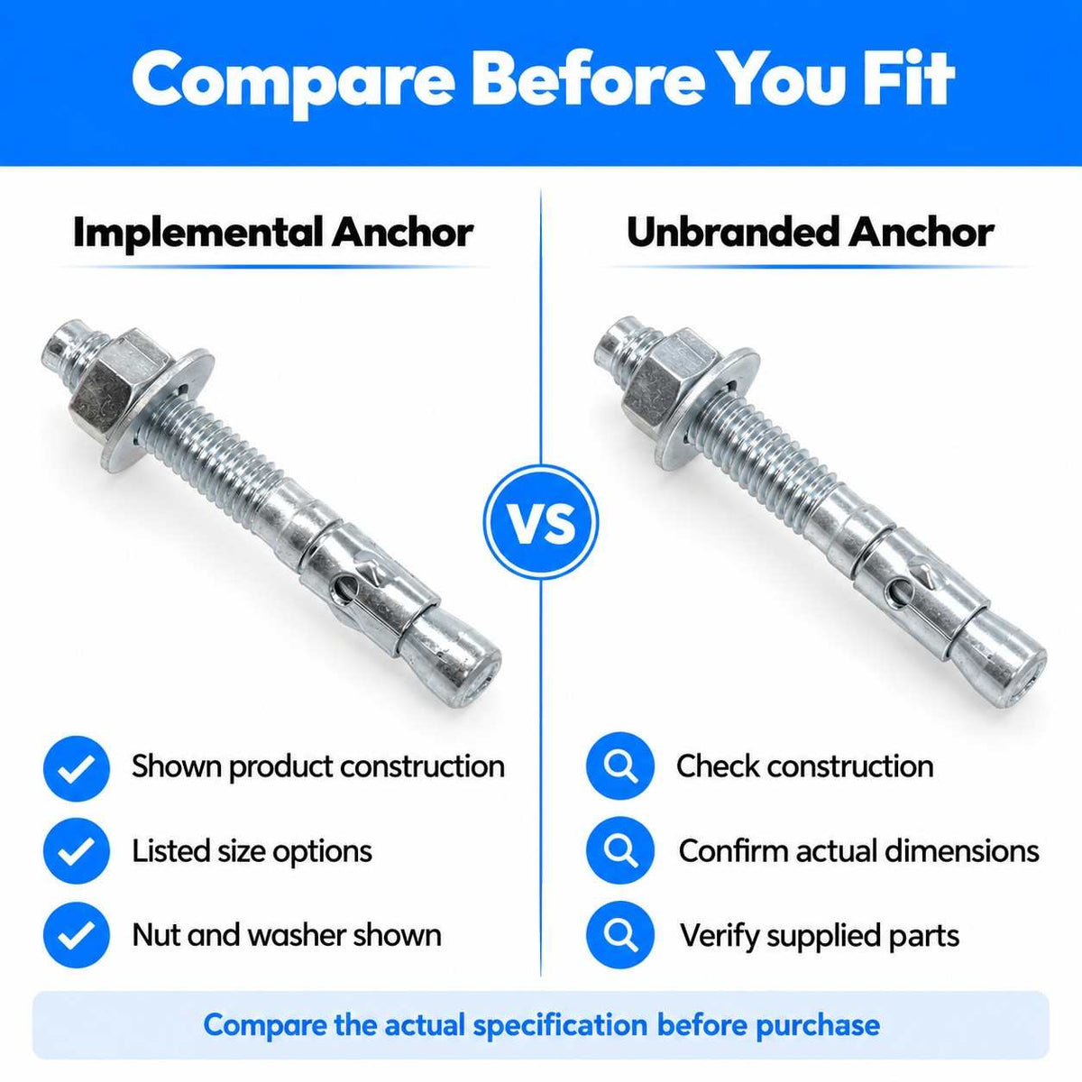 Zinc Plated Wedge Type Anchor Bolts
