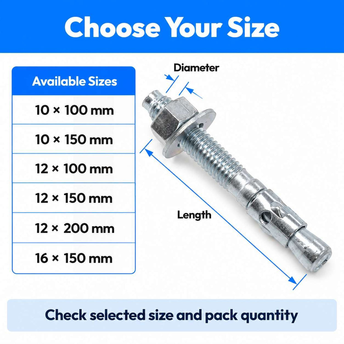 Zinc Plated Wedge Type Anchor Bolts