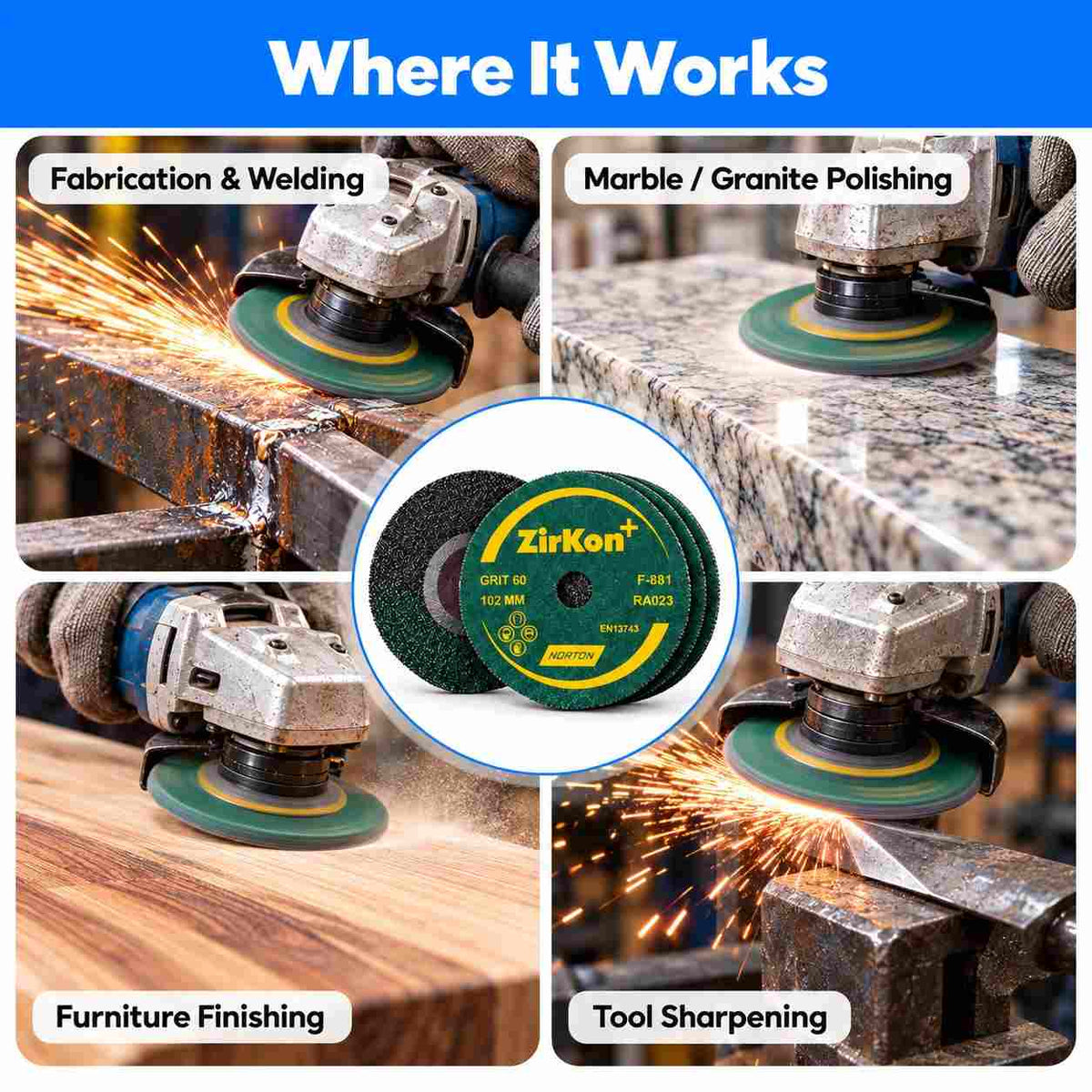 Zirkon Sander/paper Disc 4" Pack of 5