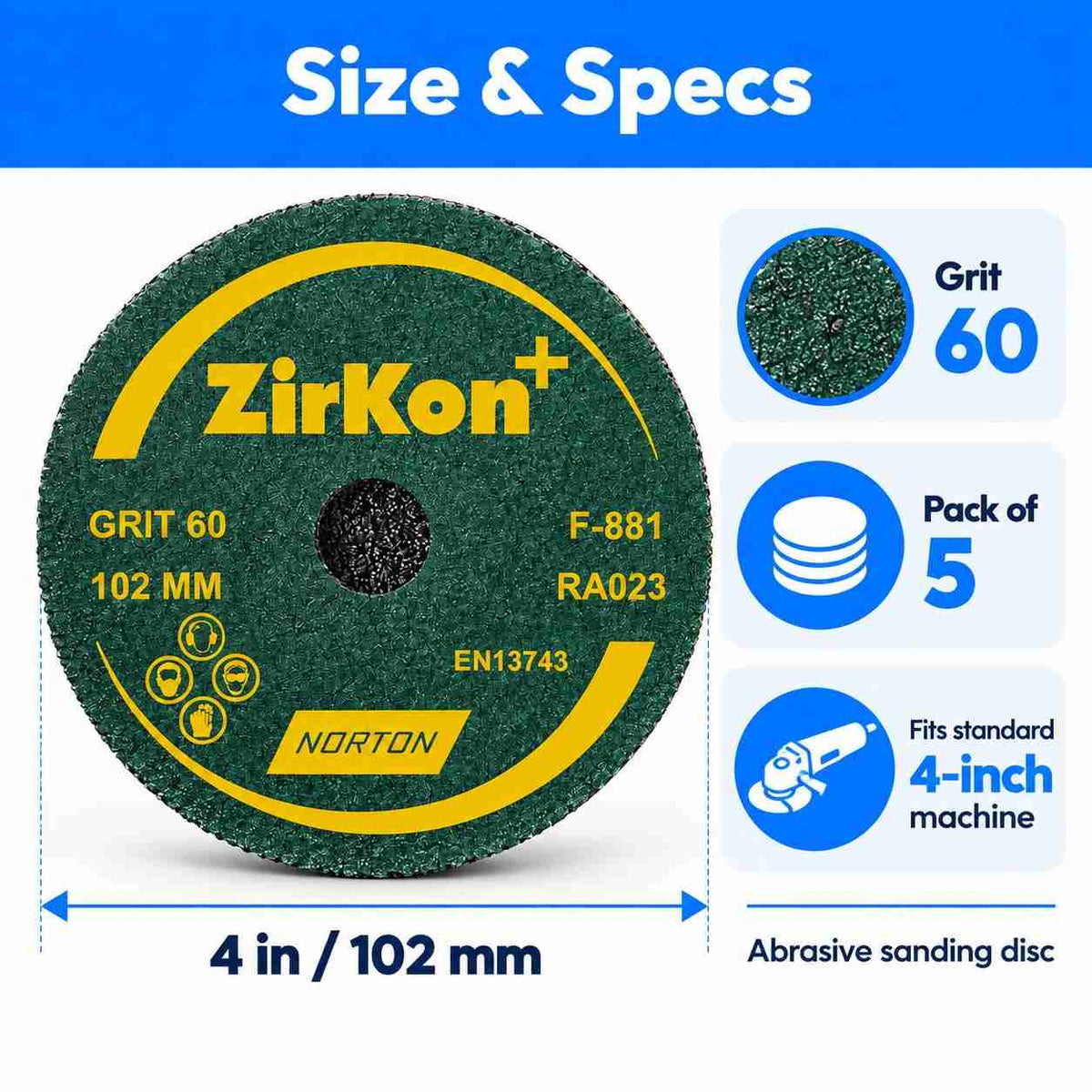 Zirkon Sander/paper Disc 4" Pack of 5