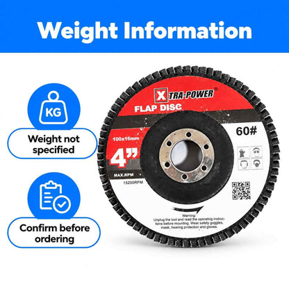 Xtra-Power Flap DISC Grinder Compatible 4" Pack of 5