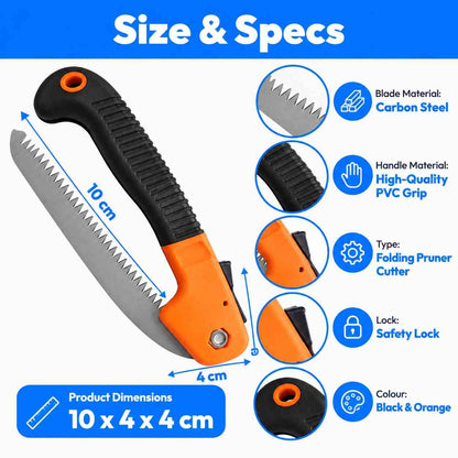 Folding Pruner Cutter Steel Garden Hand Tool wood with Lock