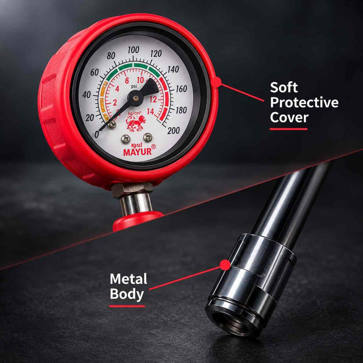 Implemental Mayur Air Pressure Gauge 200PSI - 1