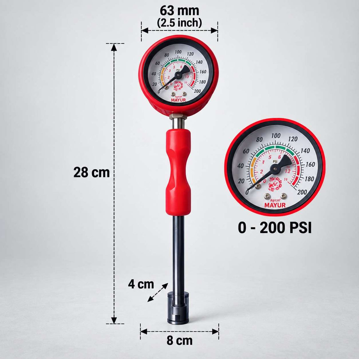 Implemental Mayur Air Pressure Gauge 200PSI - 1