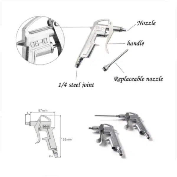 Air Blow Gun with Adjustable Air Flow Nozzle DG10-1+2+3 - Image 3