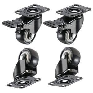 PU Swivel Caster Wheels Plate type 2 with Brakes & 2 Without Brakes-4Pcs