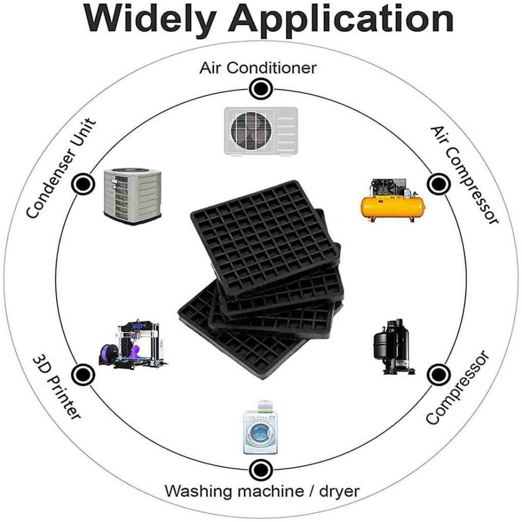 Rubber Anti Vibration Pads NonSkid Protector Mat 6x6x1 Inch Pack of 4