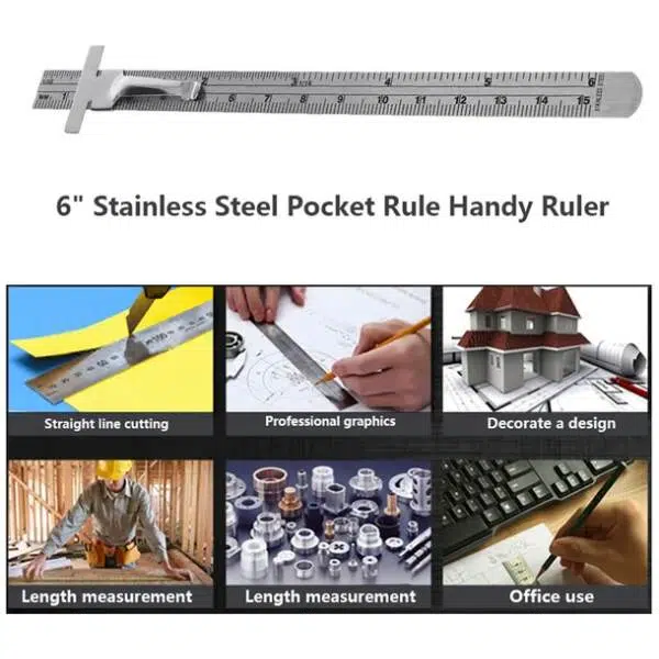 Stainless Steel Pocket Rule Handy Ruler Pack of 3-6" - Image 5