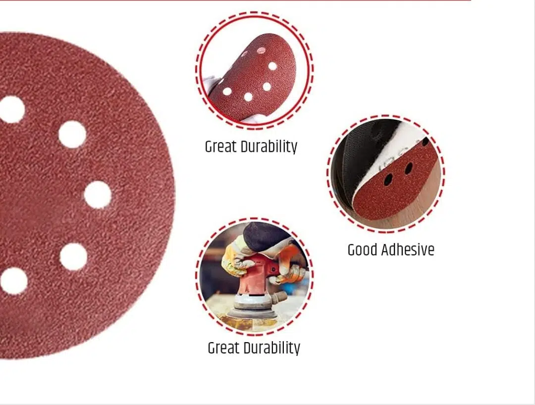 Round Sand Paper Backup Disc 5"Orbital Sander 60, 80, 100, 120 Grit Combo of 40 Pcs(10 Each) - Image 4