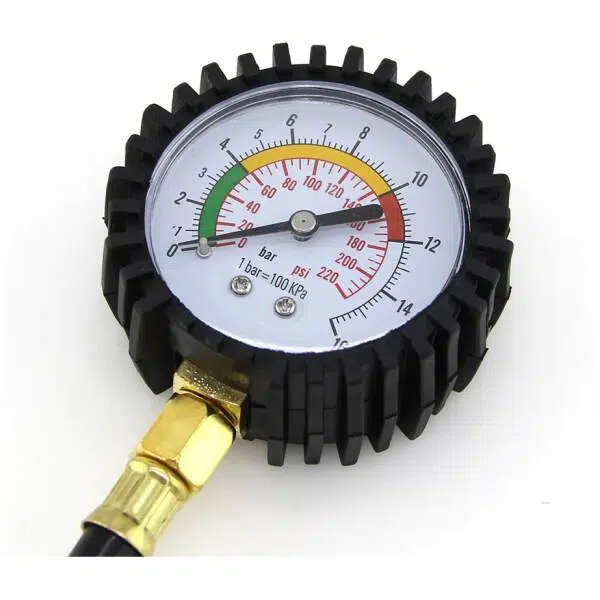 Tire Air Pressure Gauge For Bicycle Motorcycle Hose Type 0-220PSI