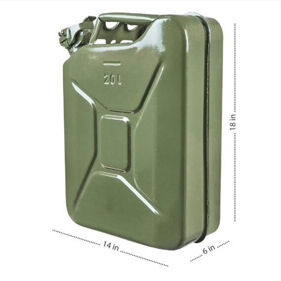 Heavy Duty Steel Jerry Can, 20 Litre Fuel Container, Military Green,
