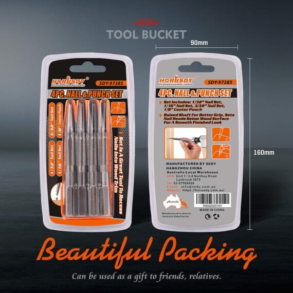 HORUSDY 4 Piece Nail Setter Punch and Center Punch Set